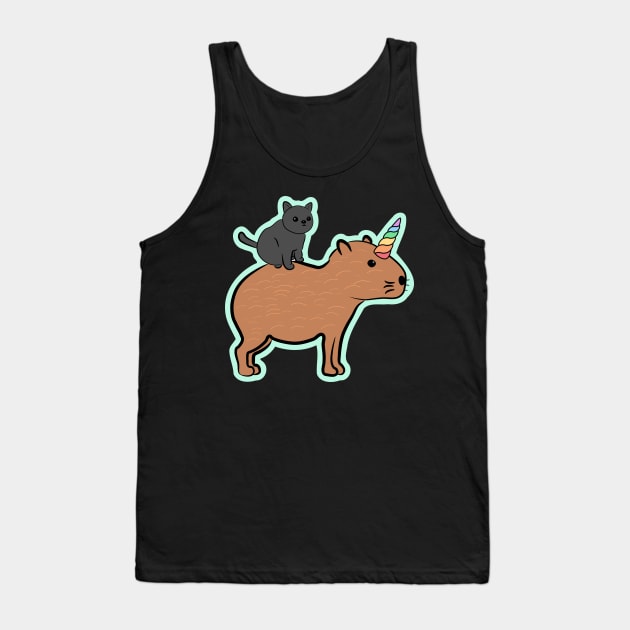 Cat Riding A Capybara Unicorn Tank Top by nonbeenarydesigns